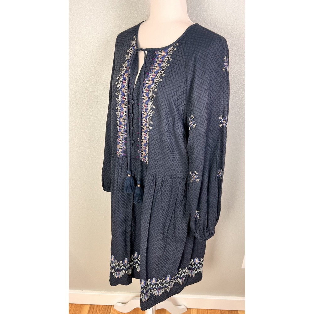 Knox Rose Women's Long Sleeve Embroidered‎ Dress Bohemian Sz Large
